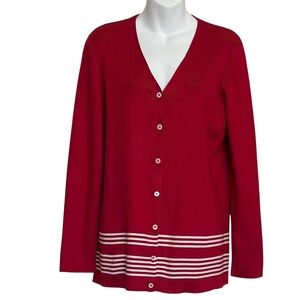 Lauren Ralph Lauren Silk Blend Red Cardigan Size Medium